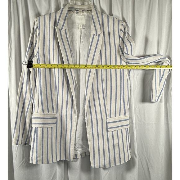 H&M Striped Linen Blend Jacket White Blue 8 Coastal Chic Preppy Academia 88-26 - Picture 8 of 14